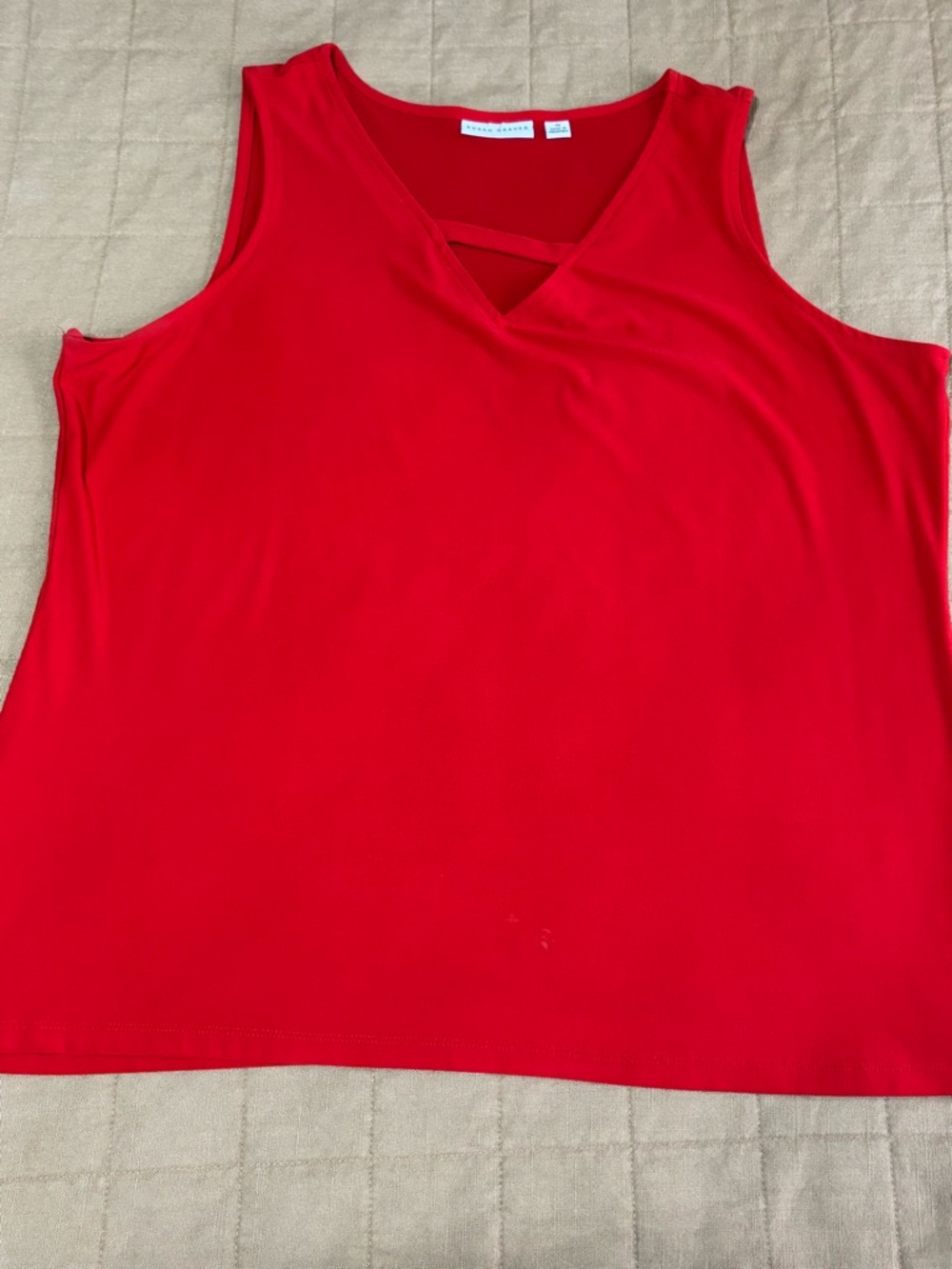 Susan Graver Bright Red V-Neck Sleeveless Tank